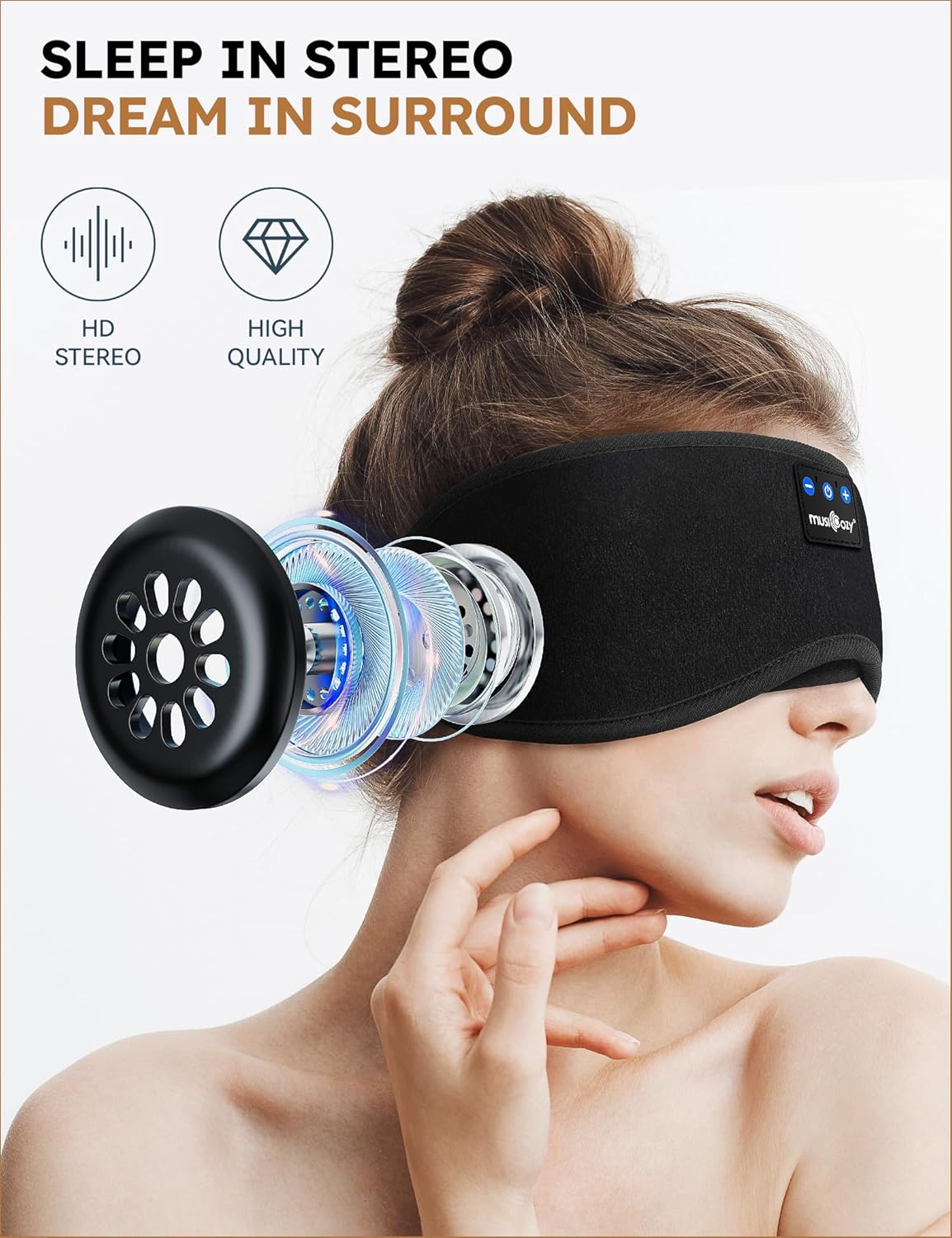 Sleep Headphones Bluetooth 5.4 Sleep Eye Mask with HD Speakers