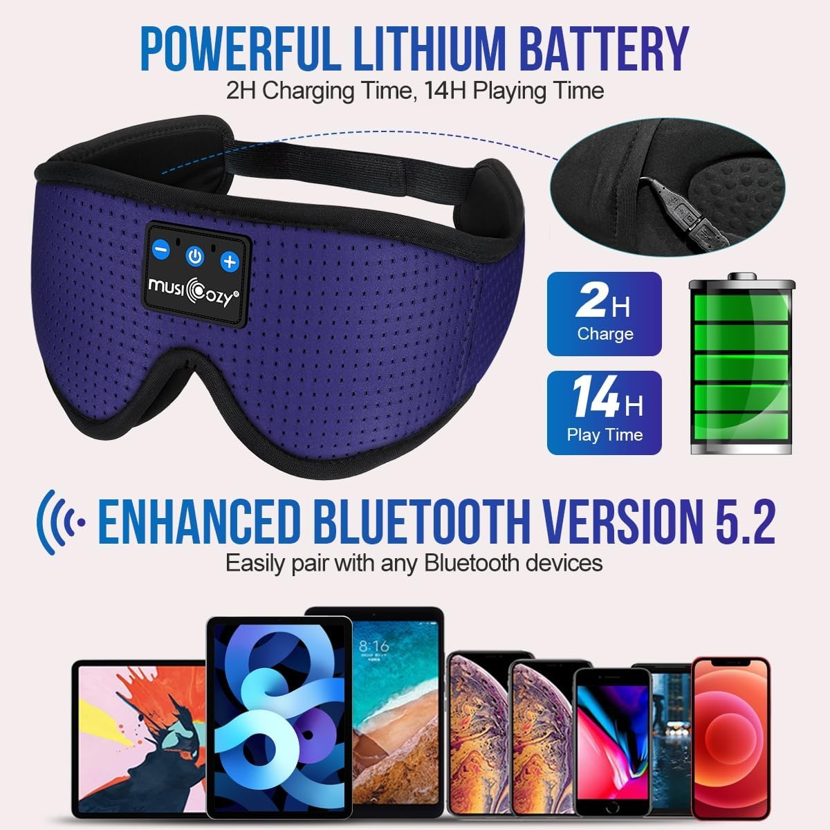 Sleep Headphones Bluetooth 5.4 Sleep Eye Mask with HD Speakers