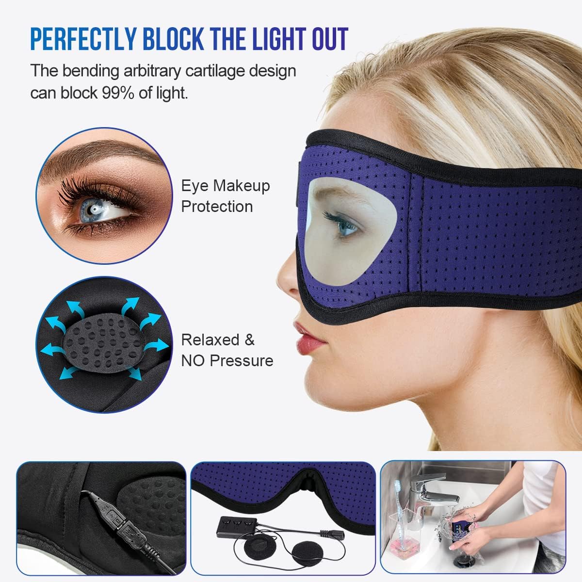 Sleep Headphones Bluetooth 5.4 Sleep Eye Mask with HD Speakers