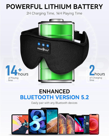 Sleep Headphones Bluetooth 5.4 Sleep Eye Mask with HD Speakers