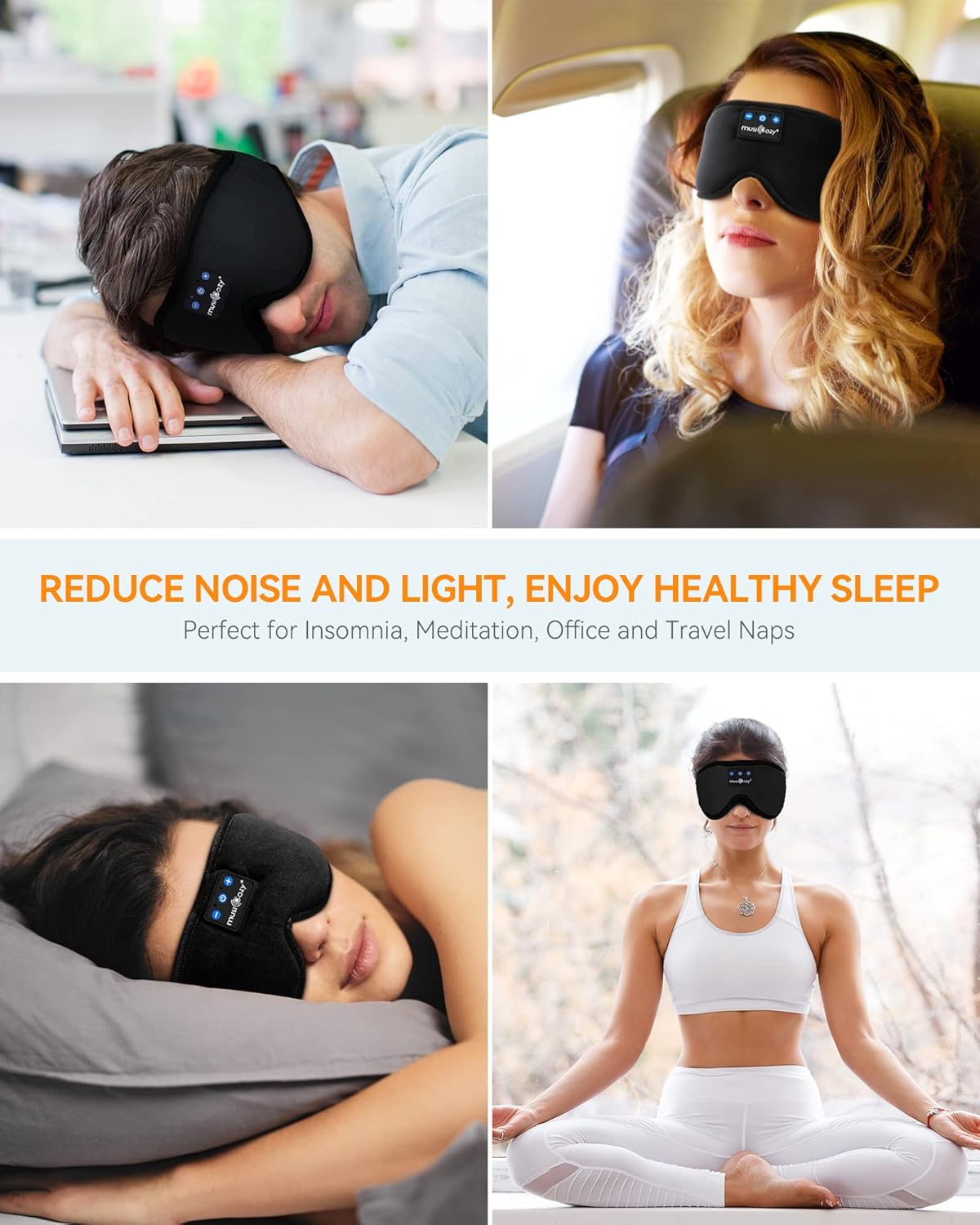 Sleep Headphones Bluetooth 5.4 Sleep Eye Mask with HD Speakers