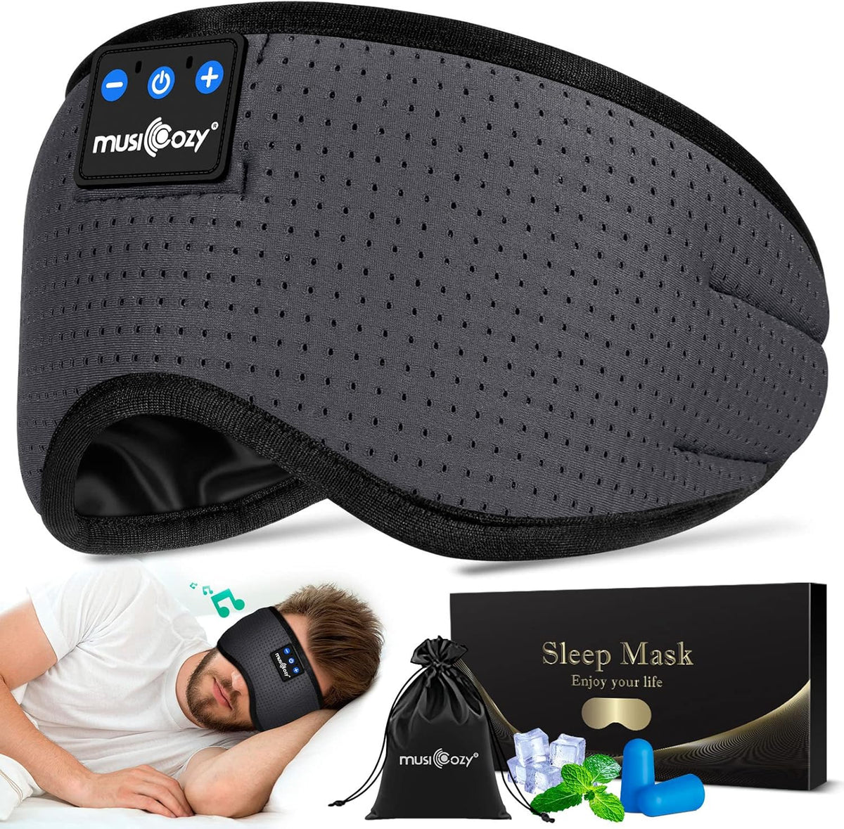 Sleep Headphones Bluetooth 5.4 Sleep Eye Mask with HD Speakers