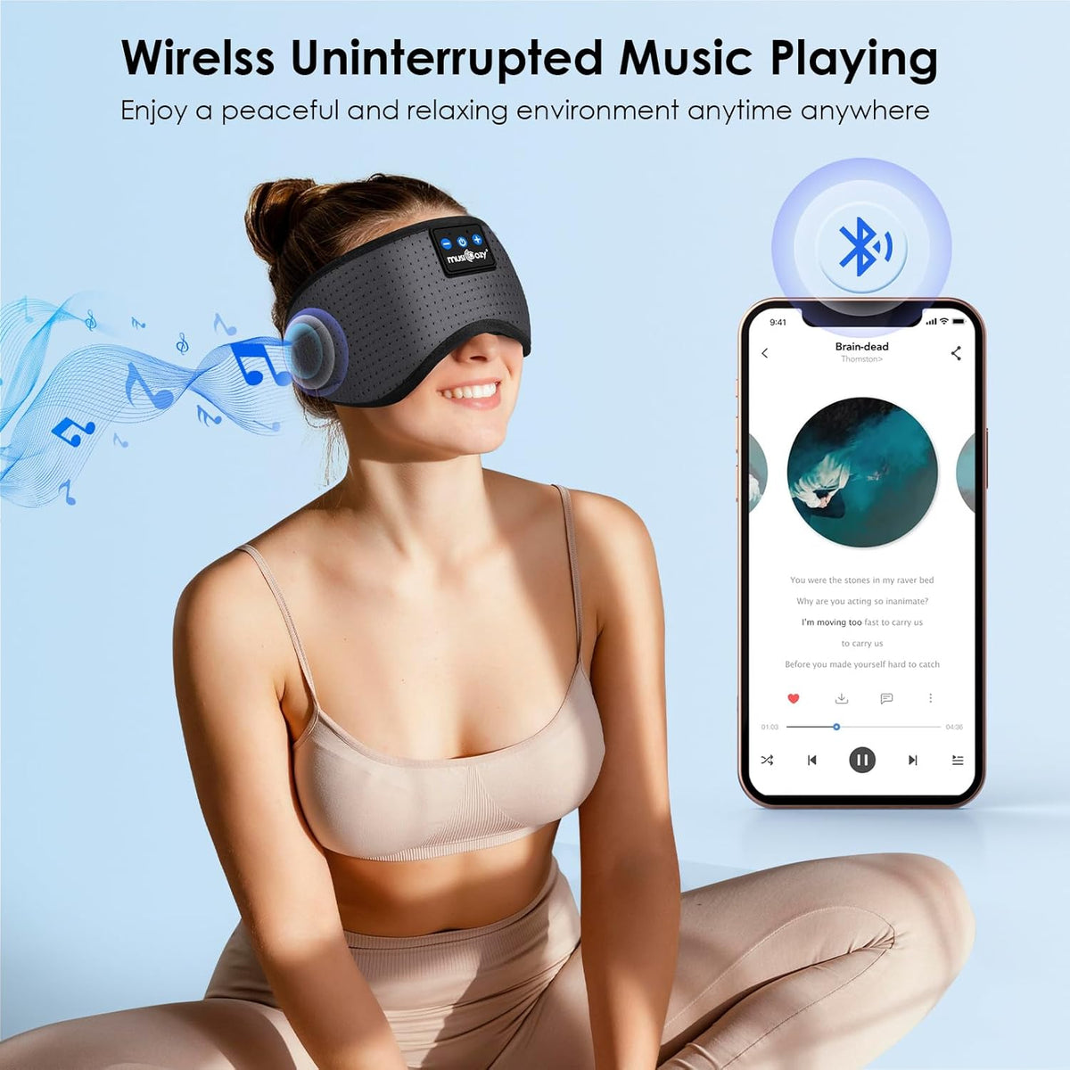 Sleep Headphones Bluetooth 5.4 Sleep Eye Mask with HD Speakers