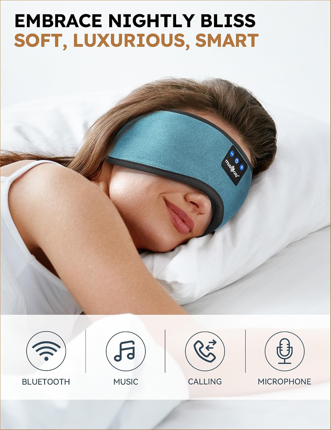 Sleep Headphones Bluetooth 5.4 Sleep Eye Mask with HD Speakers