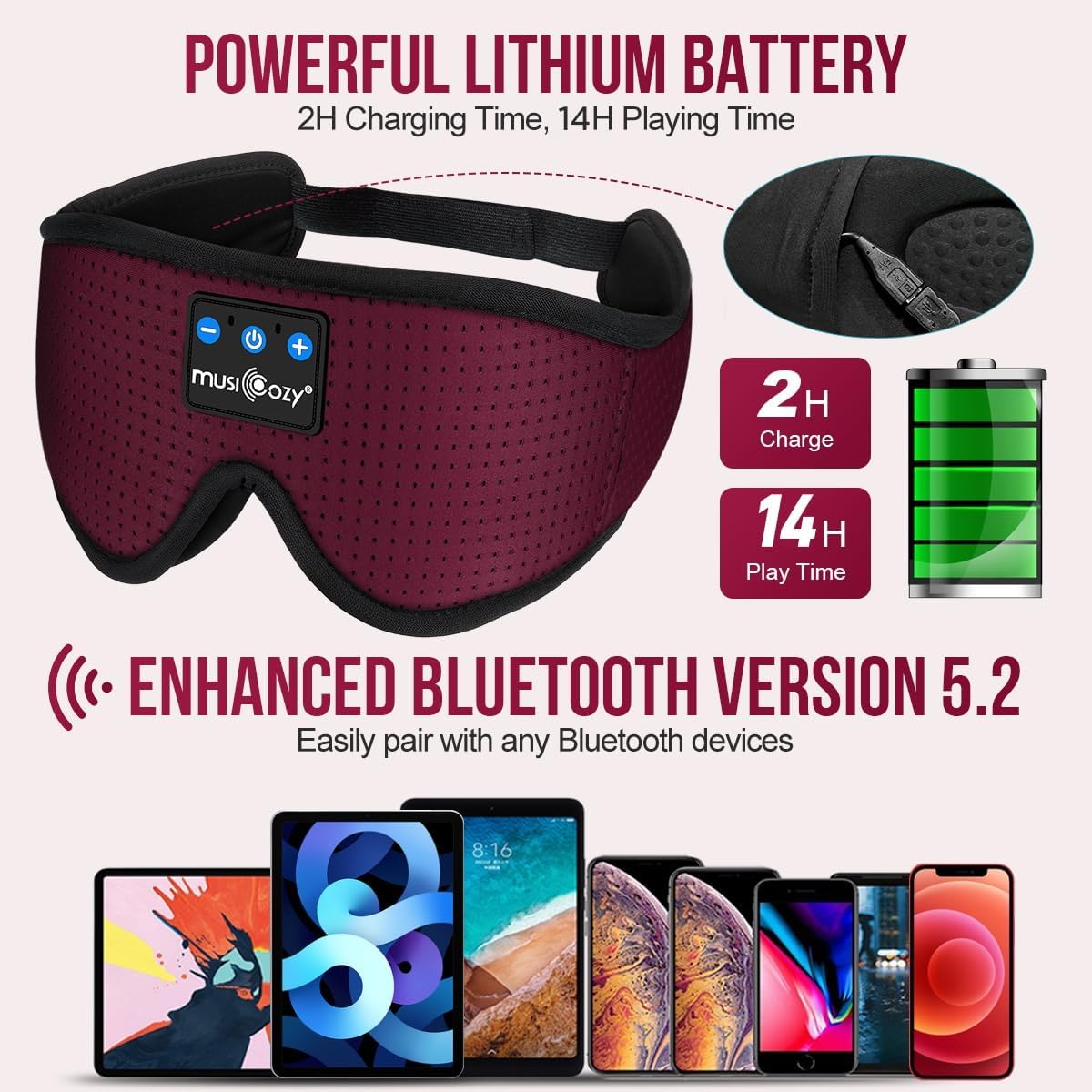 Sleep Headphones Bluetooth 5.4 Sleep Eye Mask with HD Speakers