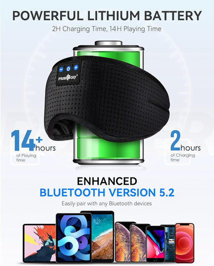 Sleep Headphones Bluetooth 5.4 Sleep Eye Mask with HD Speakers