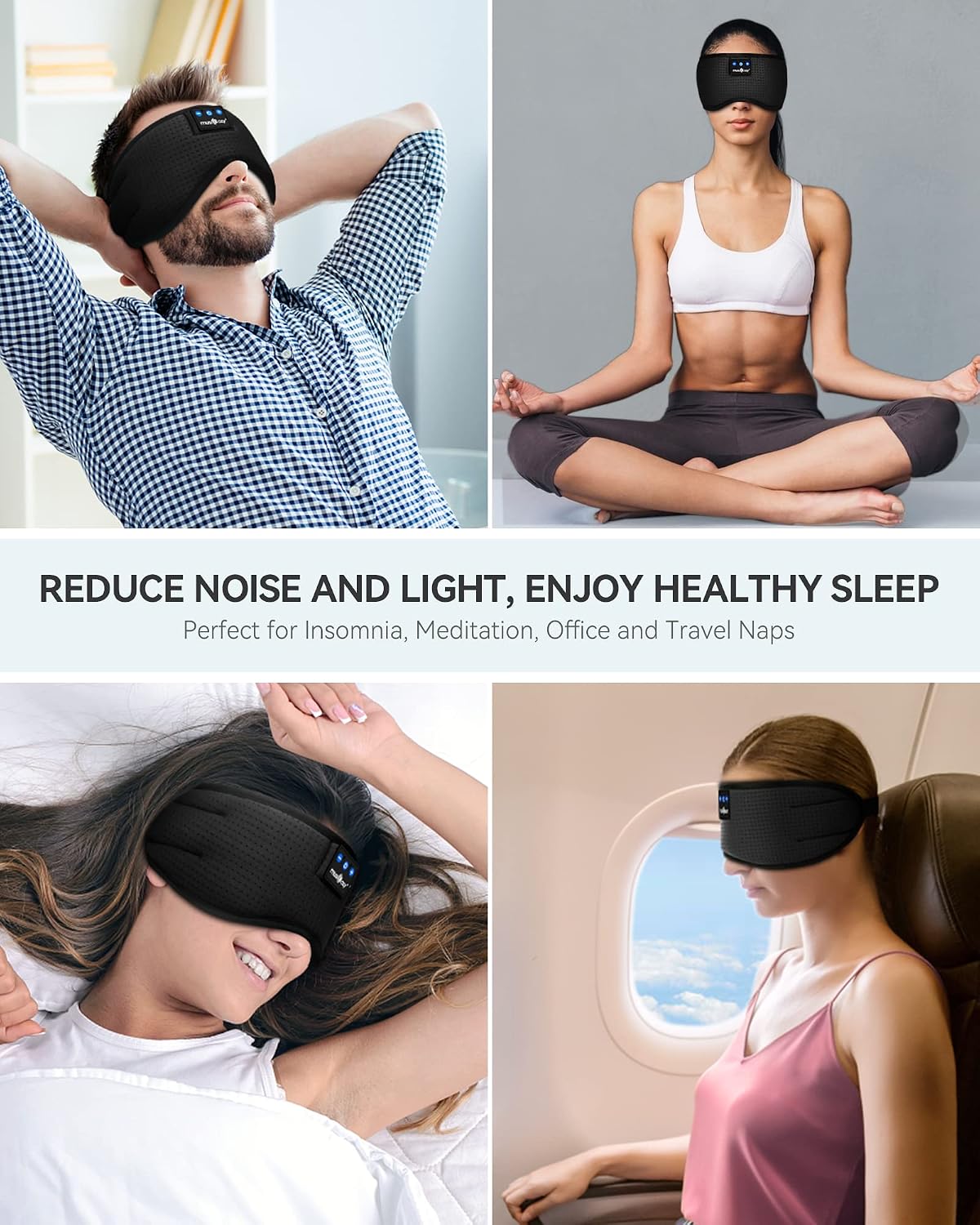 Sleep Headphones Bluetooth 5.4 Sleep Eye Mask with HD Speakers
