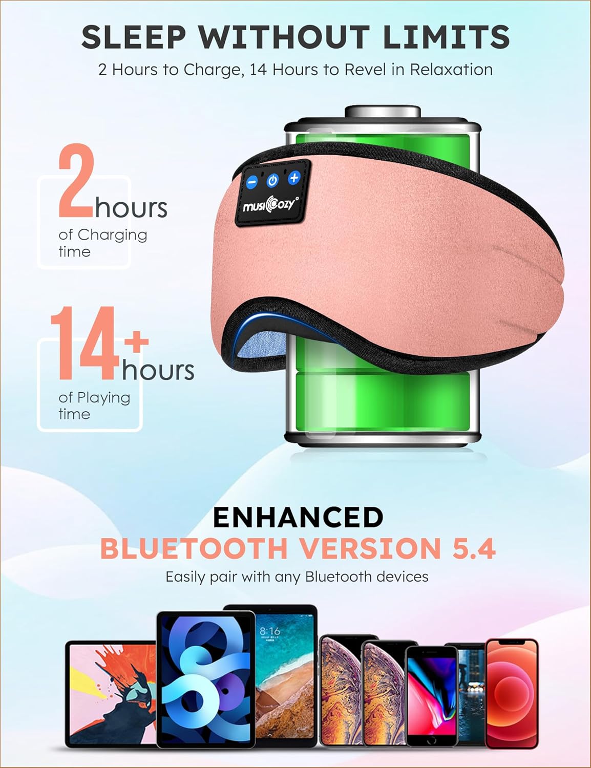 Sleep Headphones Bluetooth 5.4 Sleep Eye Mask with HD Speakers