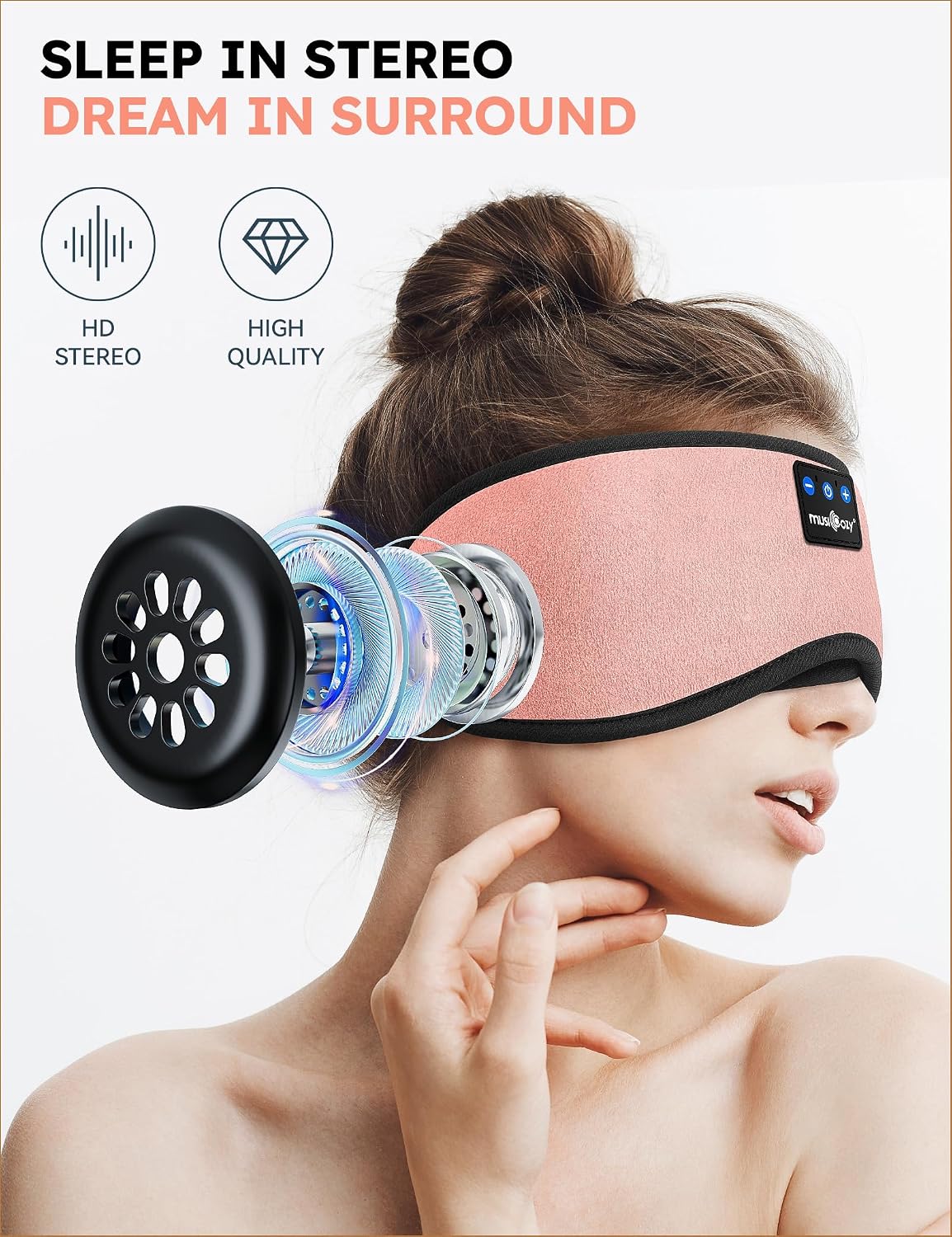 Sleep Headphones Bluetooth 5.4 Sleep Eye Mask with HD Speakers