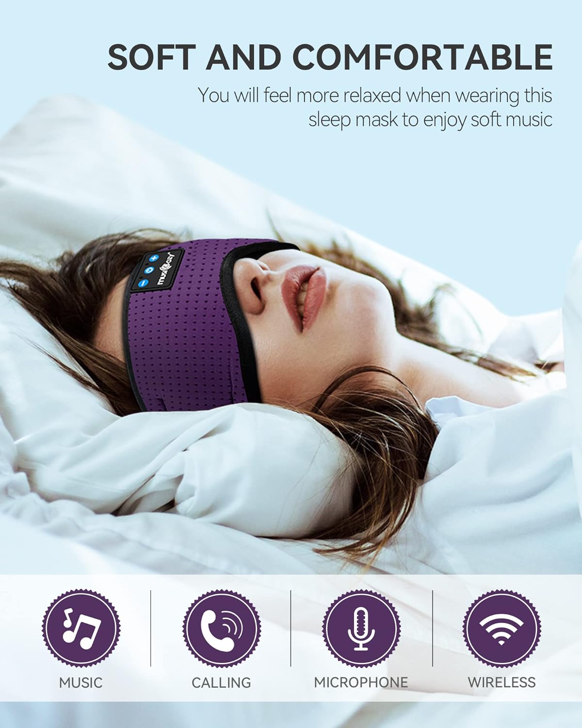 Sleep Headphones Bluetooth 5.4 Sleep Eye Mask with HD Speakers