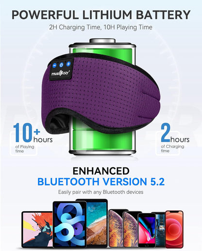 Sleep Headphones Bluetooth 5.4 Sleep Eye Mask with HD Speakers