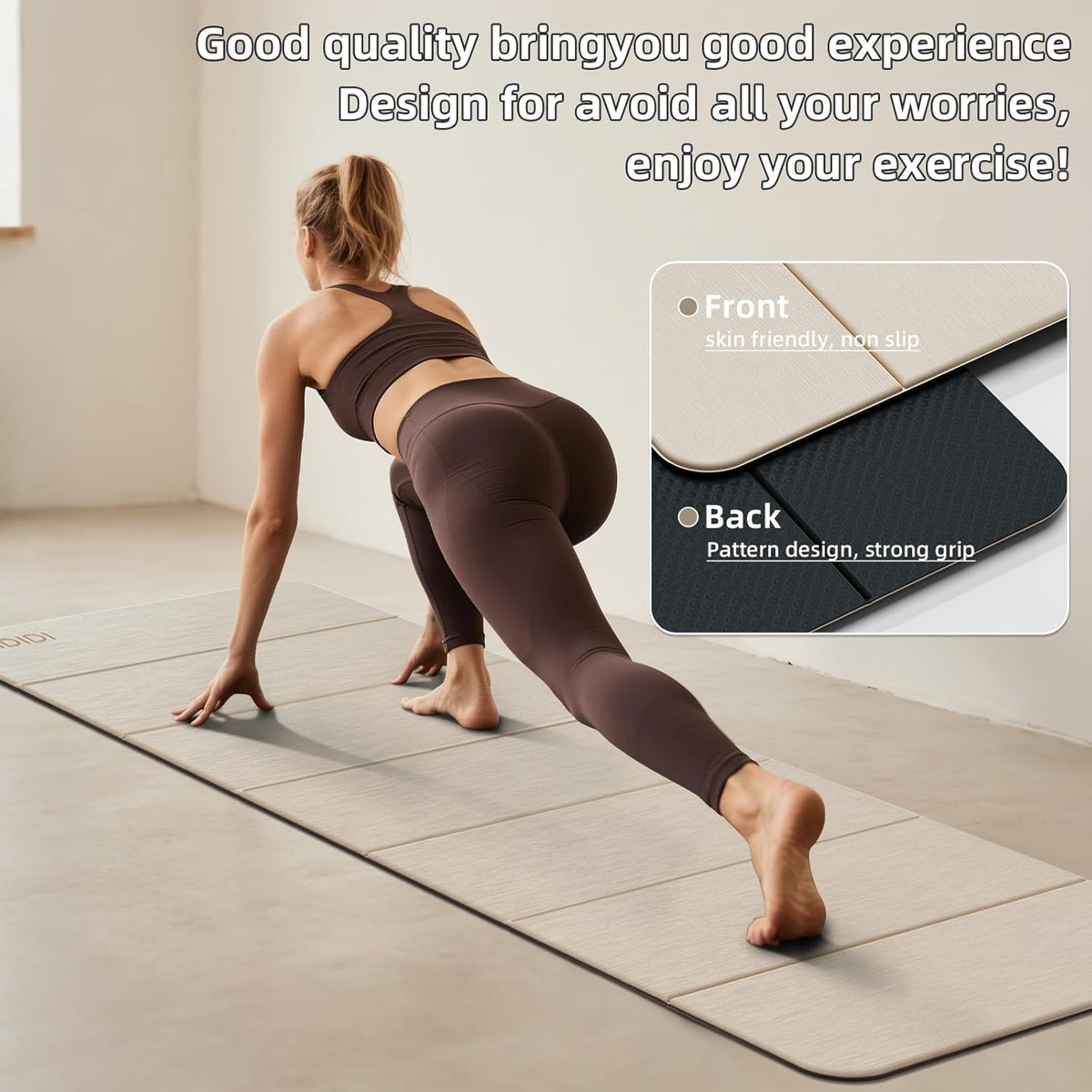 Foldable Yoga Mat Extra Thick 0.32 Inches(8mm) | SGS-certified, odorless POE. Non-slip surface & no curling edges. Great for yoga, Pilates & home gym.