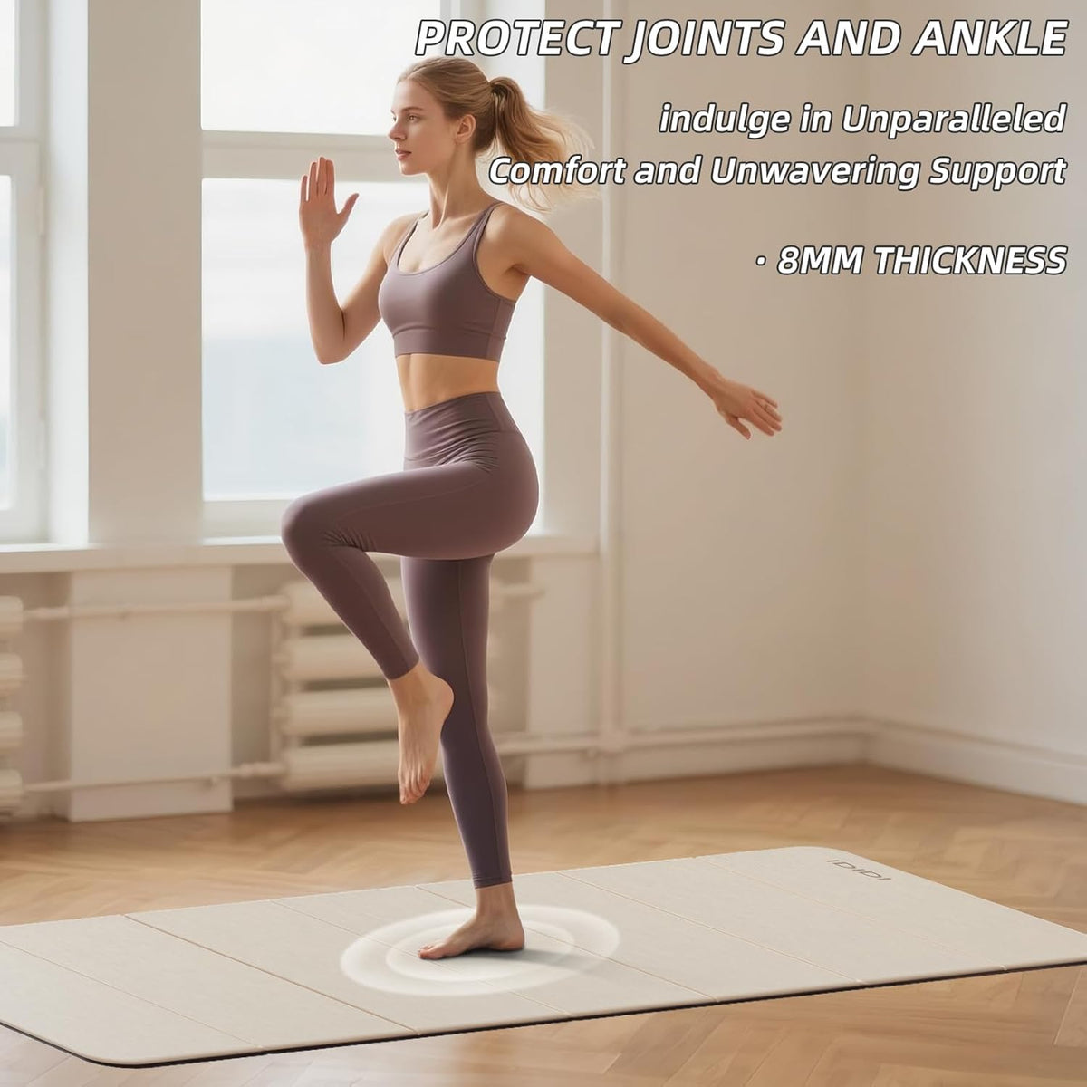 Foldable Yoga Mat Extra Thick 0.32 Inches(8mm) | SGS-certified, odorless POE. Non-slip surface & no curling edges. Great for yoga, Pilates & home gym.