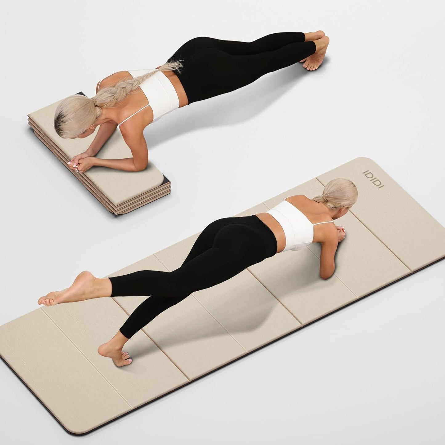 Foldable Yoga Mat Extra Thick 0.32 Inches(8mm) | SGS-certified, odorless POE. Non-slip surface & no curling edges. Great for yoga, Pilates & home gym.