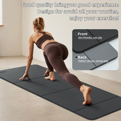 Foldable Yoga Mat Extra Thick 0.32 Inches(8mm) | SGS-certified, odorless POE. Non-slip surface & no curling edges. Great for yoga, Pilates & home gym.