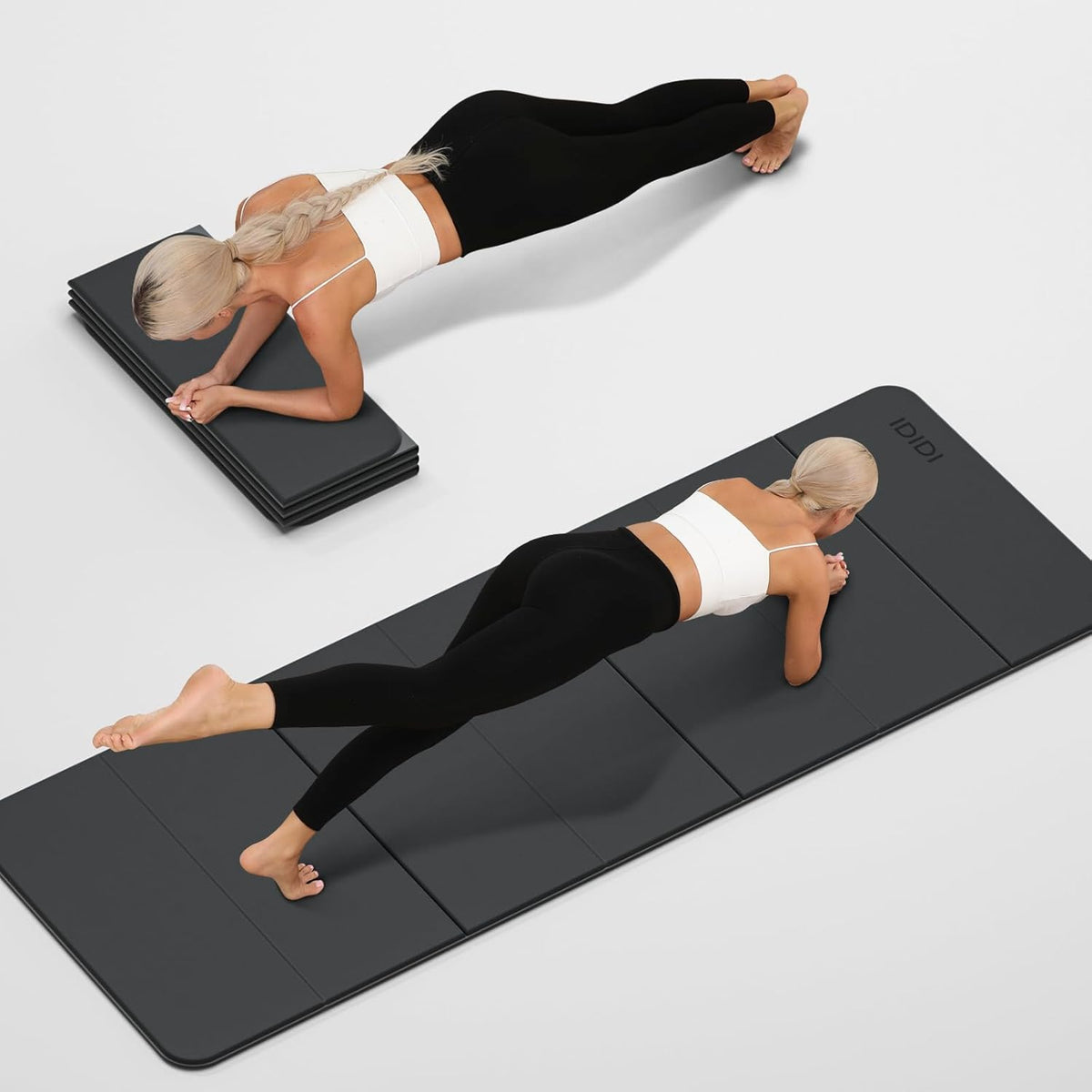 Foldable Yoga Mat Extra Thick 0.32 Inches(8mm) | SGS-certified, odorless POE. Non-slip surface & no curling edges. Great for yoga, Pilates & home gym.