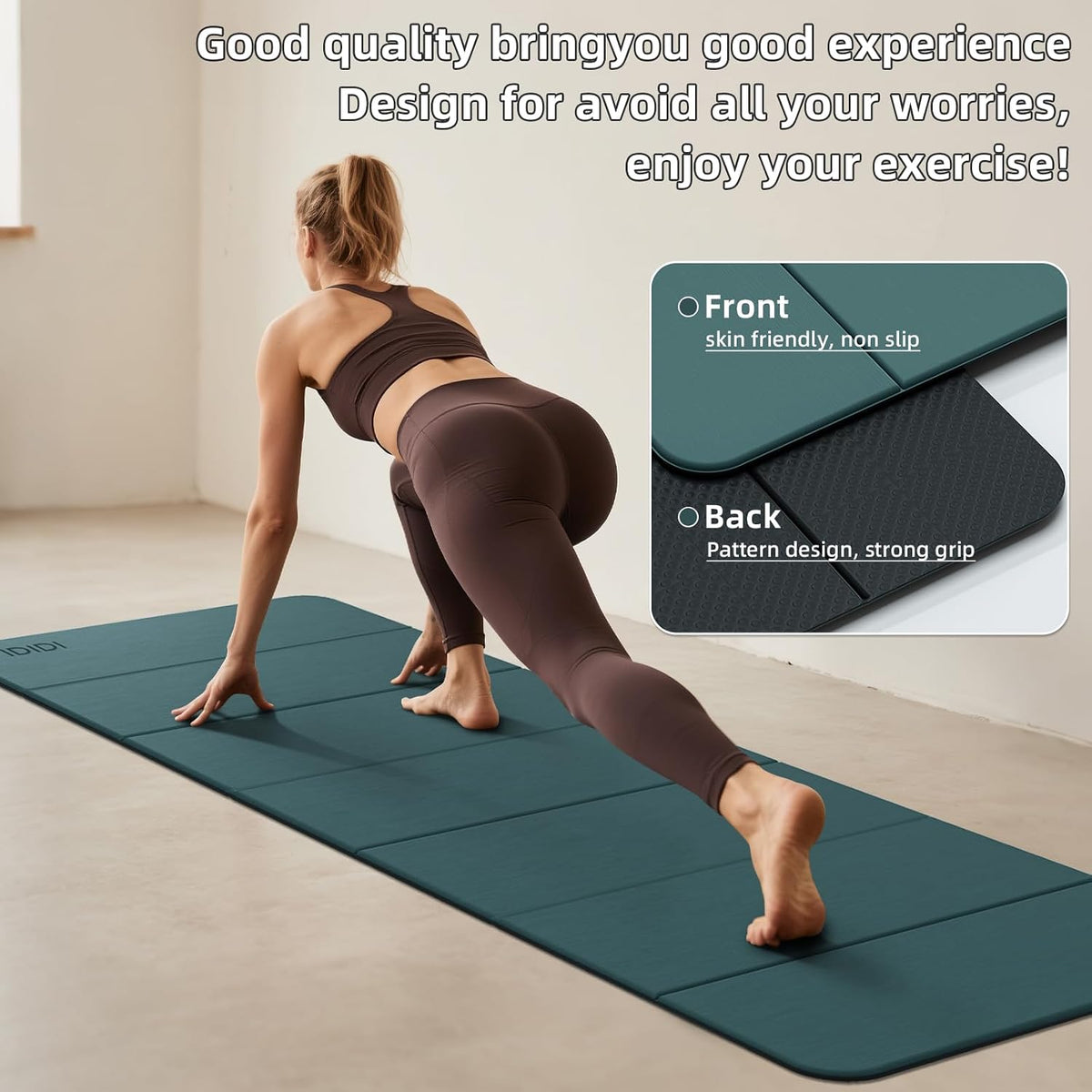 Foldable Yoga Mat Extra Thick 0.32 Inches(8mm) | SGS-certified, odorless POE. Non-slip surface & no curling edges. Great for yoga, Pilates & home gym.
