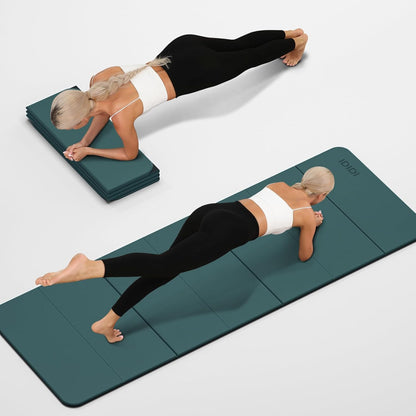 Foldable Yoga Mat Extra Thick 0.32 Inches(8mm) | SGS-certified, odorless POE. Non-slip surface & no curling edges. Great for yoga, Pilates & home gym.