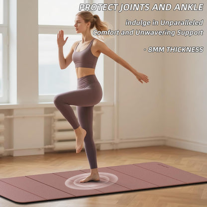 Foldable Yoga Mat Extra Thick 0.32 Inches(8mm) | SGS-certified, odorless POE. Non-slip surface & no curling edges. Great for yoga, Pilates & home gym.