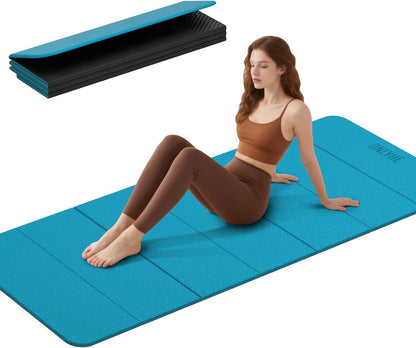 Foldable Yoga Mat 75"x31.5"x0.24" - Extra Large Lightweight TPE Exercise Mat, Double Non-Slip for Pilates, Home Workouts & Outdoor Use