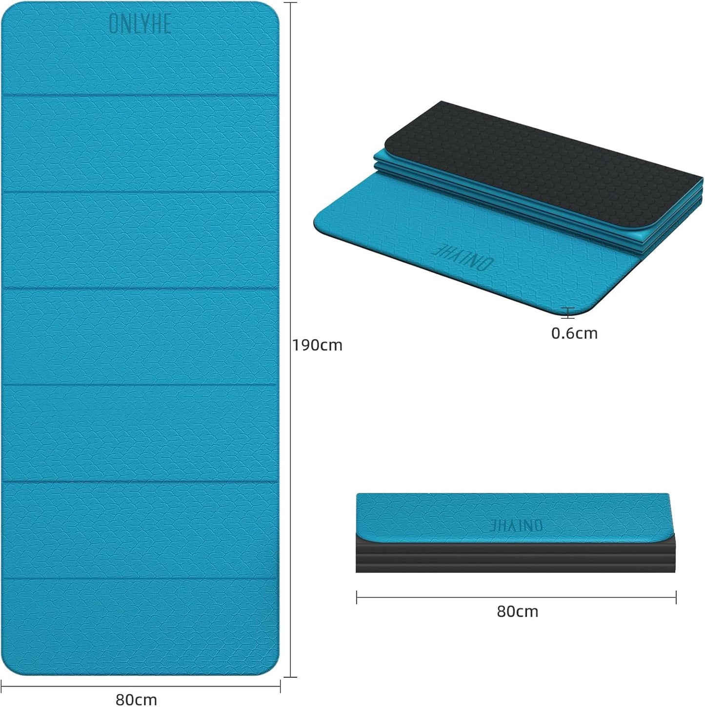 Foldable Yoga Mat 75"x31.5"x0.24" - Extra Large Lightweight TPE Exercise Mat, Double Non-Slip for Pilates, Home Workouts & Outdoor Use