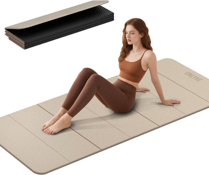 Foldable Yoga Mat 75"x31.5"x0.24" - Extra Large Lightweight TPE Exercise Mat, Double Non-Slip for Pilates, Home Workouts & Outdoor Use