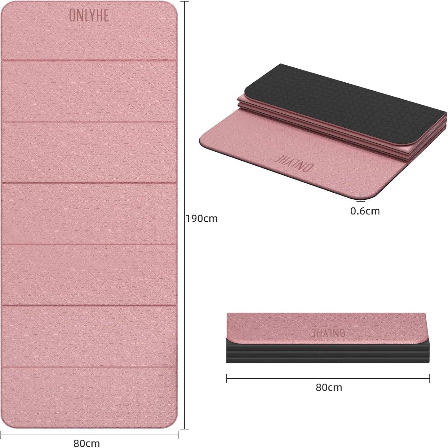 Foldable Yoga Mat 75"x31.5"x0.24" - Extra Large Lightweight TPE Exercise Mat, Double Non-Slip for Pilates, Home Workouts & Outdoor Use
