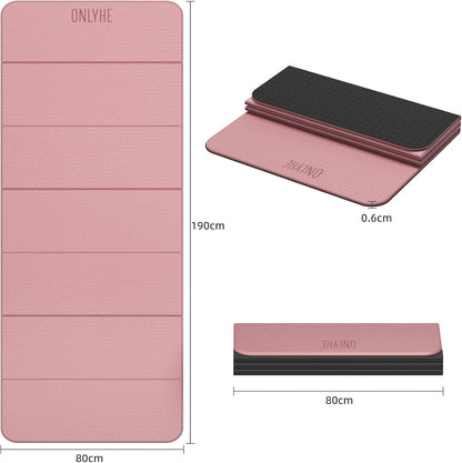 Foldable Yoga Mat 75"x31.5"x0.24" - Extra Large Lightweight TPE Exercise Mat, Double Non-Slip for Pilates, Home Workouts & Outdoor Use