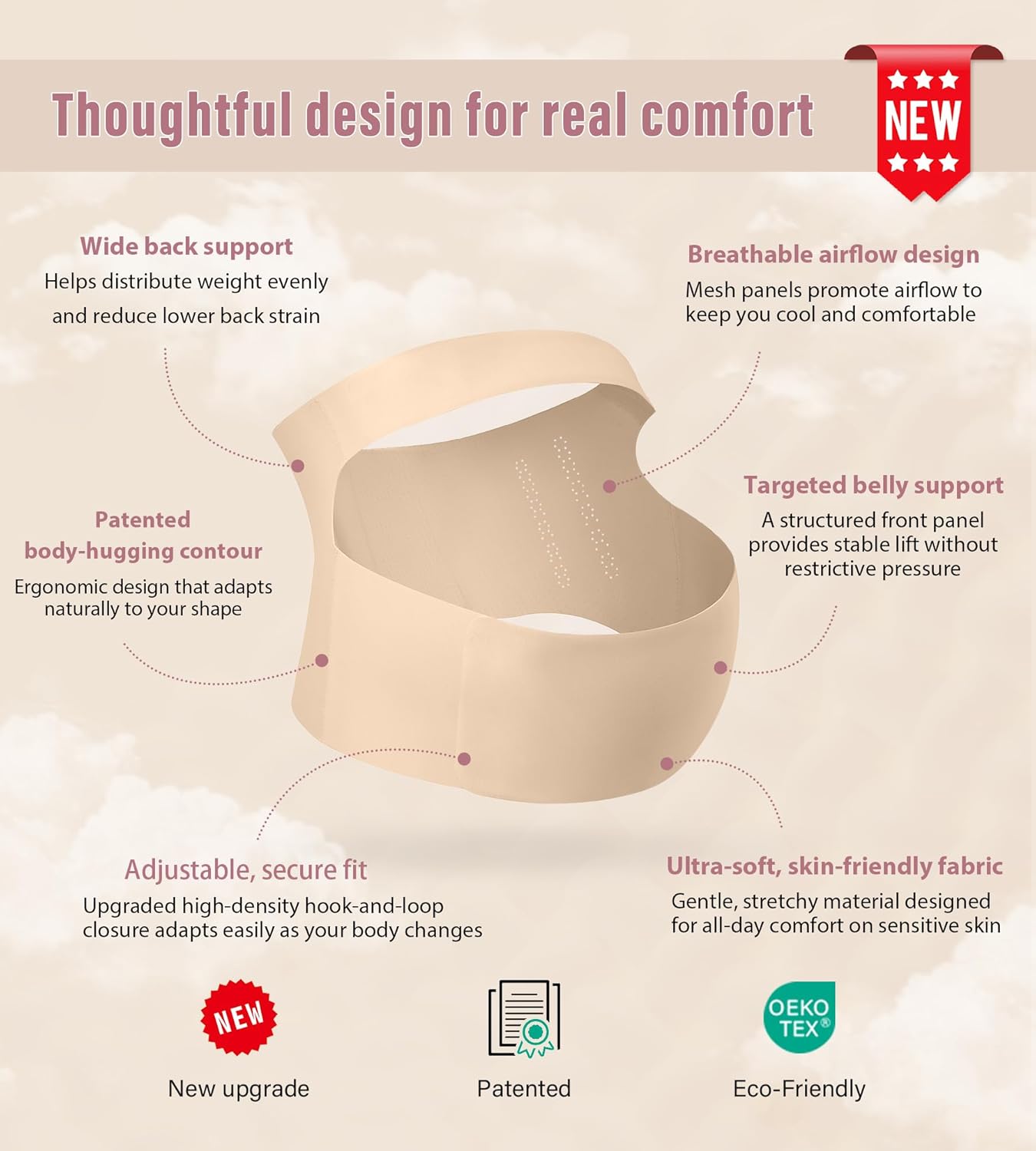 "EasySupport” One Piece Pregnancy Belly Band, Maternity Support Belt, Back & Pelvic Pain Relief, Pregnant Underwear