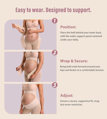 "EasySupport” One Piece Pregnancy Belly Band, Maternity Support Belt, Back & Pelvic Pain Relief, Pregnant Underwear