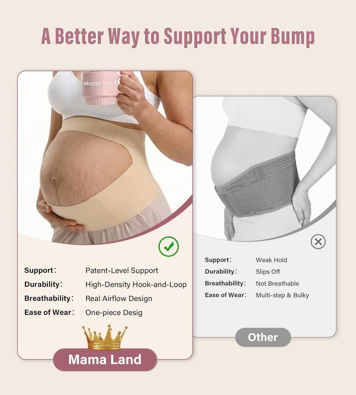"EasySupport” One Piece Pregnancy Belly Band, Maternity Support Belt, Back & Pelvic Pain Relief, Pregnant Underwear
