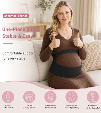 "EasySupport” One Piece Pregnancy Belly Band, Maternity Support Belt, Back & Pelvic Pain Relief, Pregnant Underwear