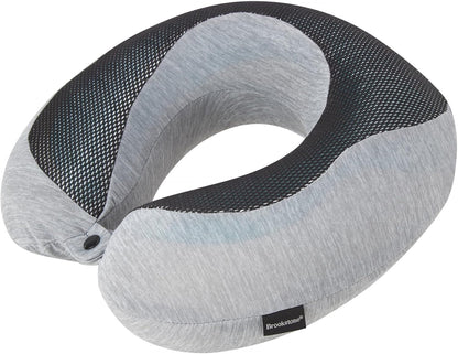 Cool Touch Memory Foam Head and Neck Travel Pillow for Vacations, Airplanes, Trains, Buses, and Cars, Dark Grey