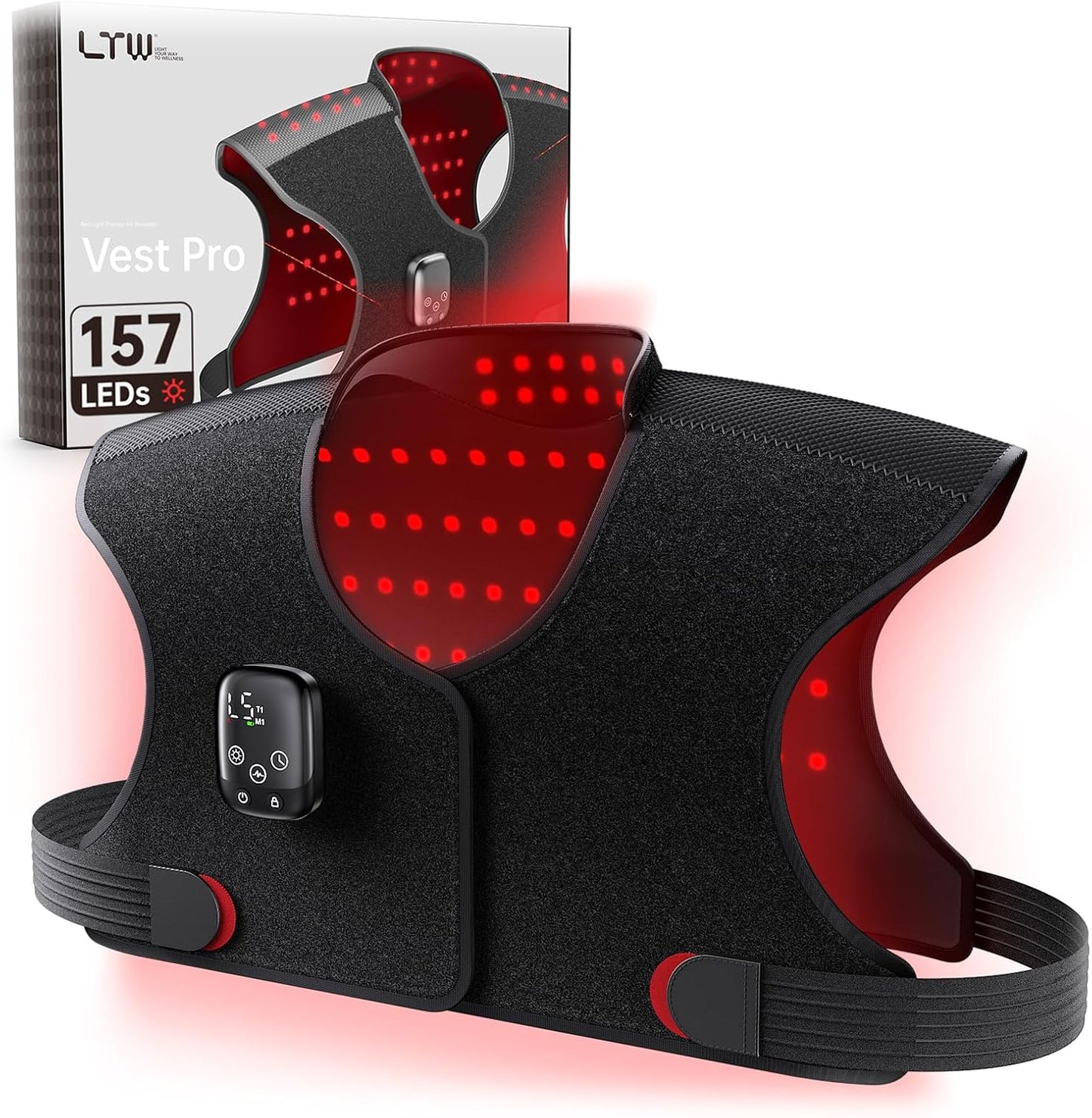 Red Light Therapy Neck&Shoulder Wrap, 660nm & 850nm Infrared Heating Pad