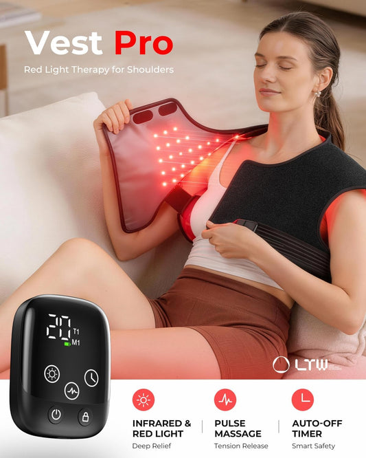 Red Light Therapy Neck&Shoulder Wrap, 660nm & 850nm Infrared Heating Pad