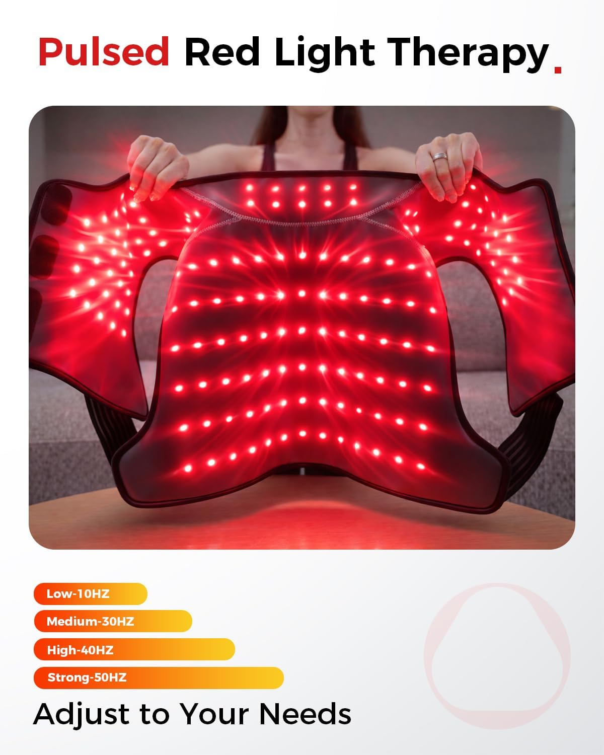 Red Light Therapy Neck&Shoulder Wrap, 660nm & 850nm Infrared Heating Pad