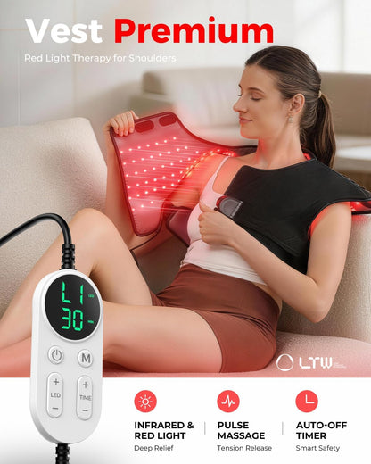 Red Light Therapy Neck&Shoulder Wrap, 660nm & 850nm Infrared Heating Pad