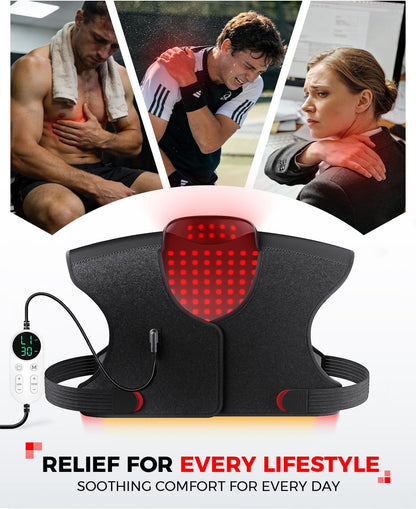 Red Light Therapy Neck&Shoulder Wrap, 660nm & 850nm Infrared Heating Pad
