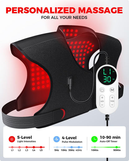 Red Light Therapy Neck&Shoulder Wrap, 660nm & 850nm Infrared Heating Pad