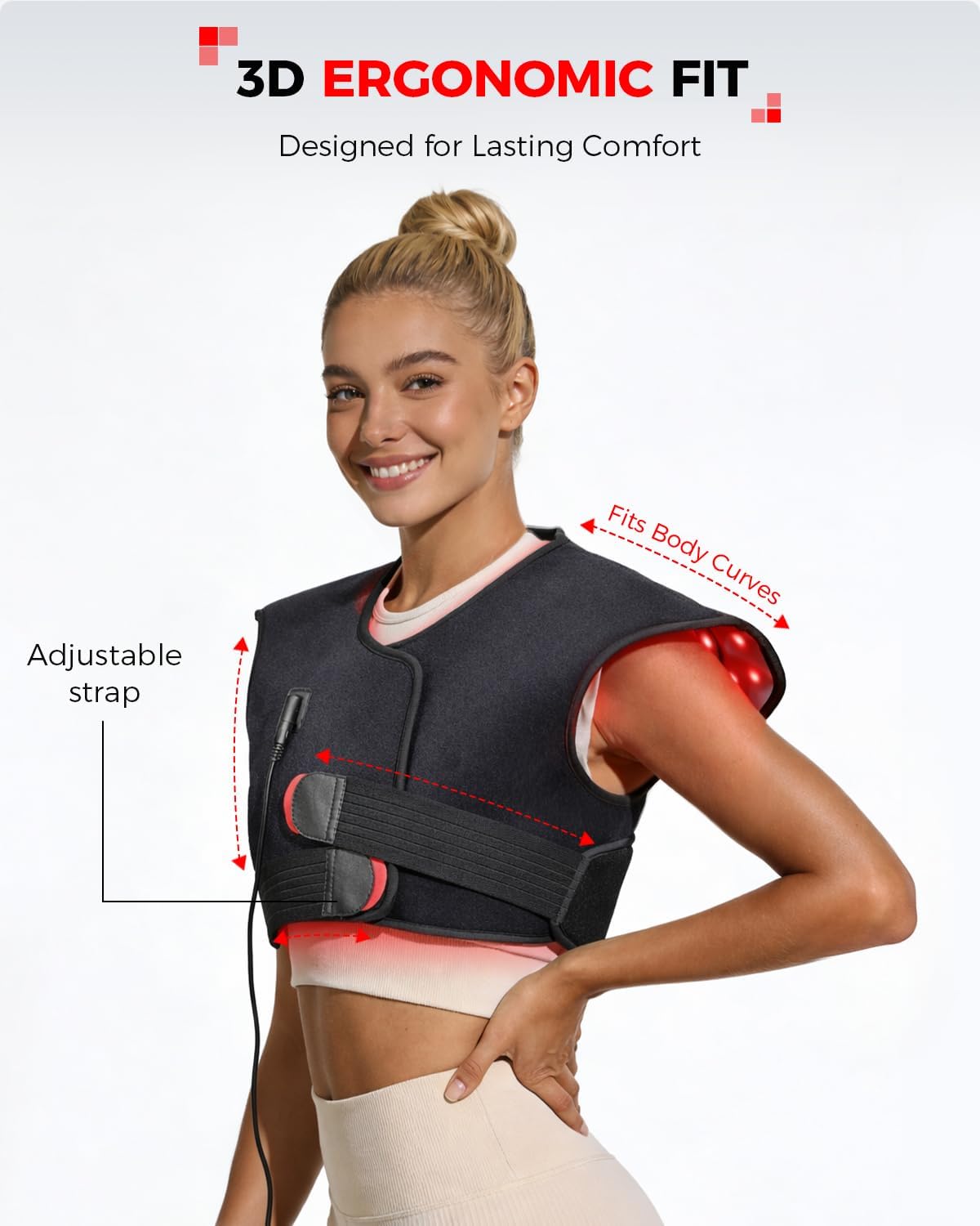 Red Light Therapy Neck&Shoulder Wrap, 660nm & 850nm Infrared Heating Pad