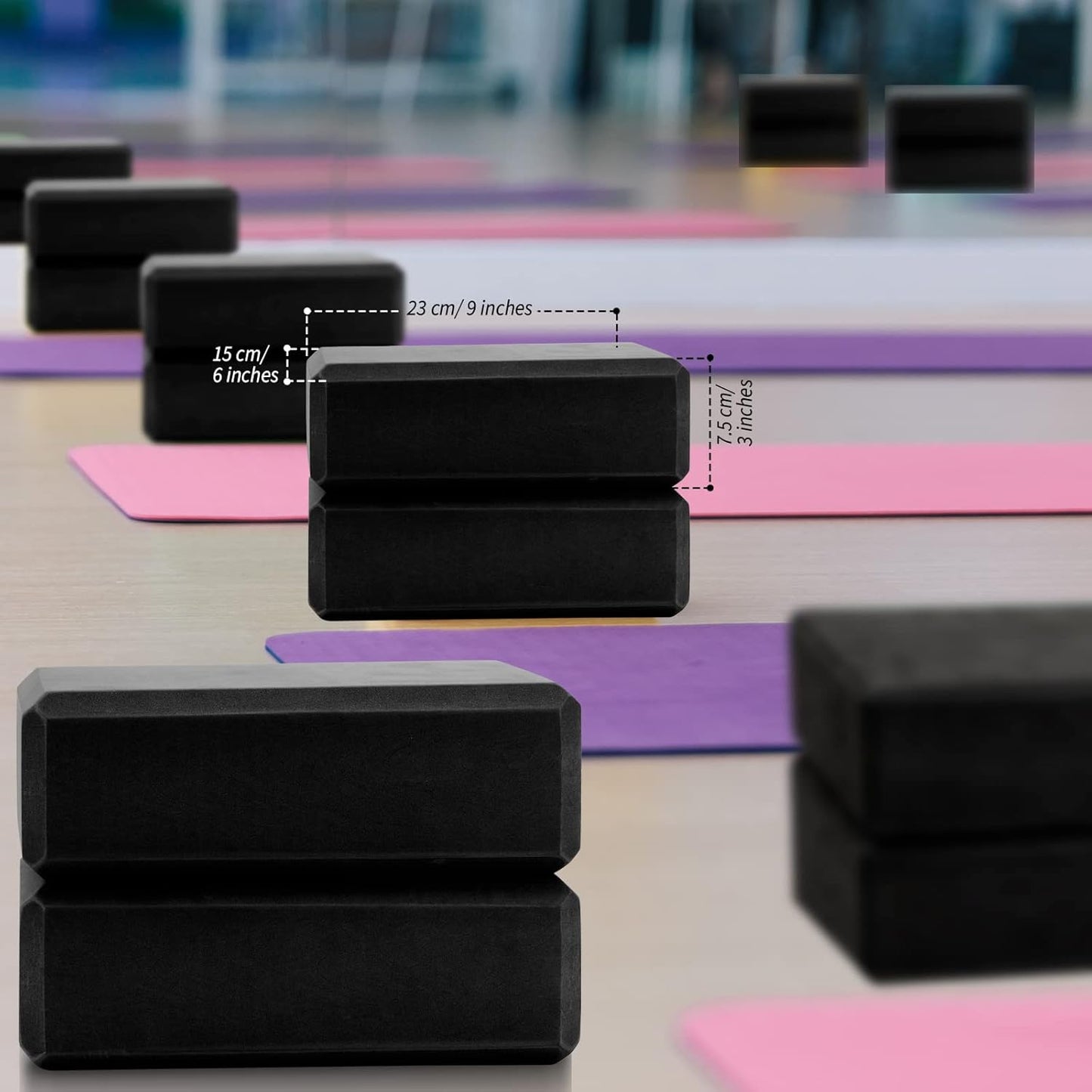 10 Pcs Foam Eva Yoga Blocks Non Slip Lightweight Bricks Yoga Bulk Supportive Blocks Prop Accessories for Pilates Stretching and Meditation Women Men Yogi Beginners, Black