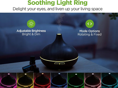 400ml Aromatherapy Essential Oil Diffuser 10 Oils Gift Set, Dark