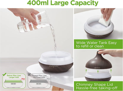 400ml Aromatherapy Essential Oil Diffuser 10 Oils Gift Set, Dark
