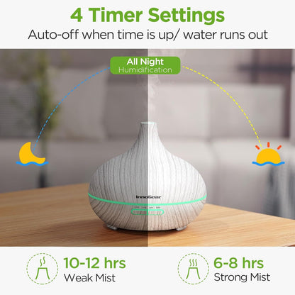 400ml Aromatherapy Essential Oil Diffuser 10 Oils Gift Set, Dark