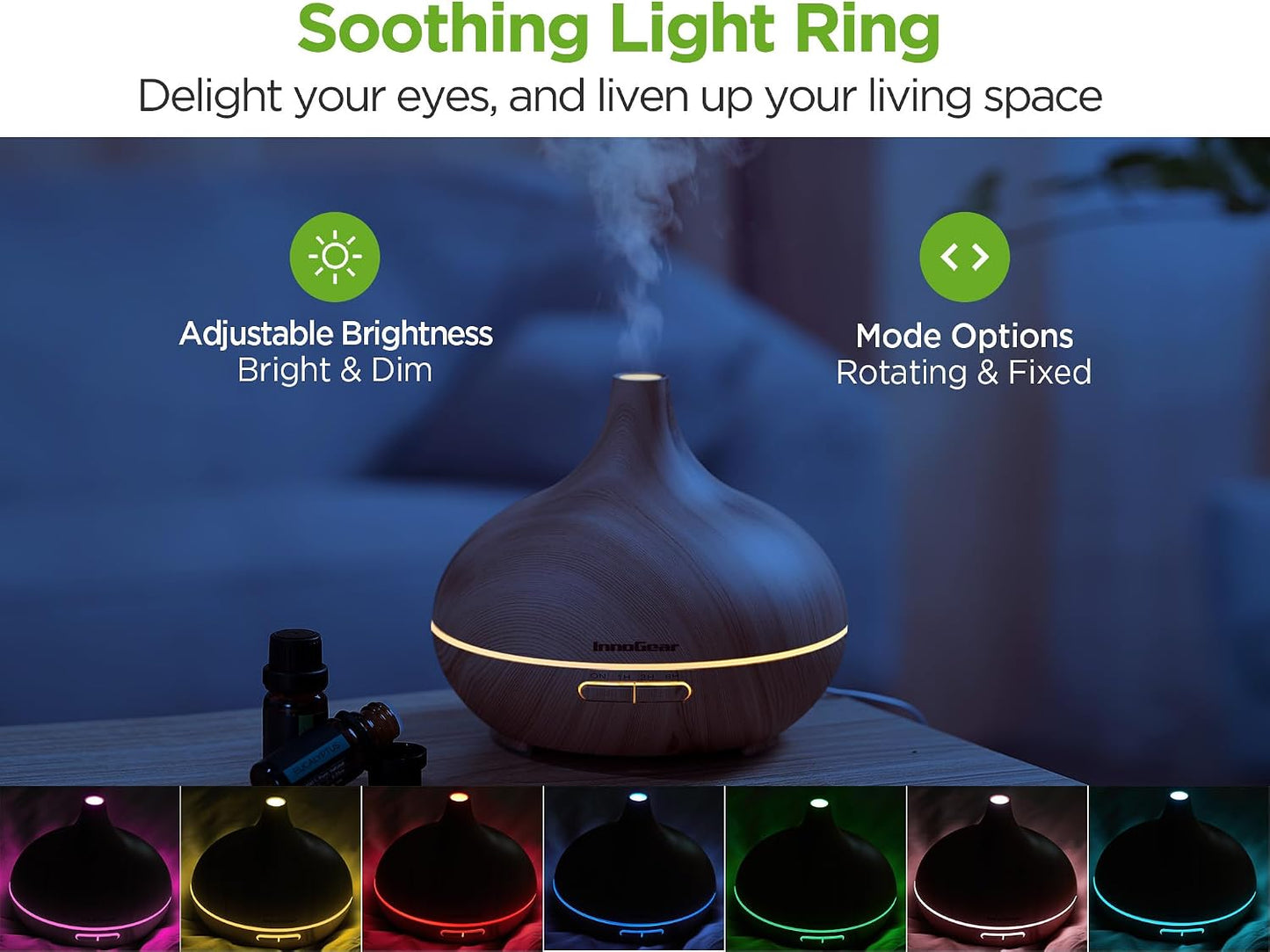 400ml Aromatherapy Essential Oil Diffuser 10 Oils Gift Set, Dark
