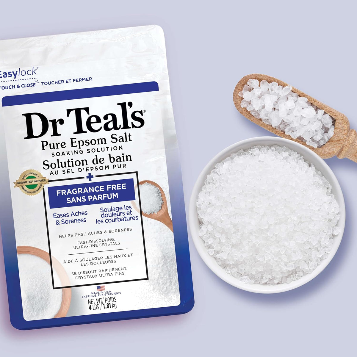 Epsom Salt Magnesium Soak, Fragrance Free, 4 lbs