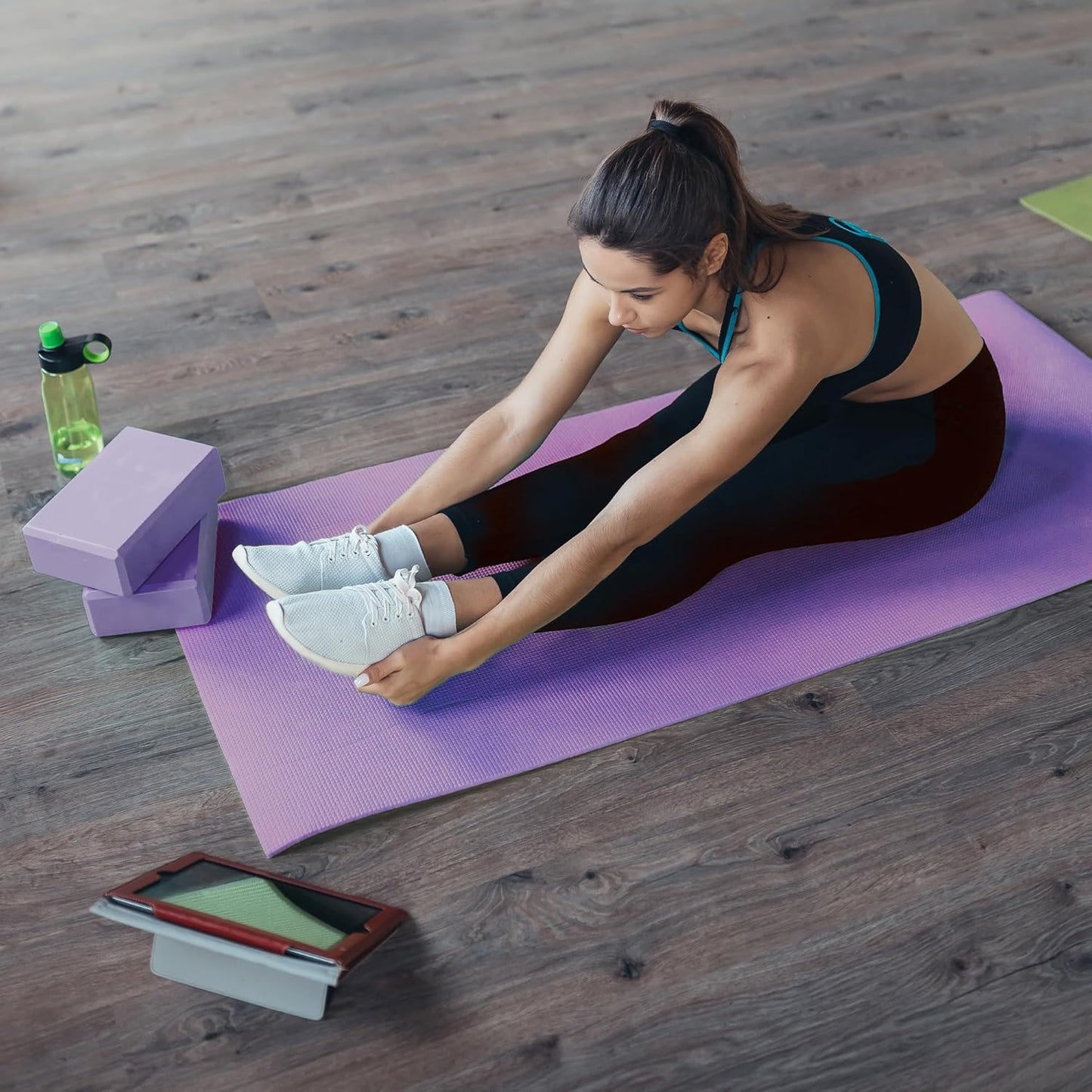 BalanceFrom 7-Piece Yoga Set with 71x24x0.5 Inches Extra Thick Mat and Carrying Sling – Includes 2 Blocks, Stretch Strap, 2 Towels, and Knee Pad for Home, Studio, and Gym Workouts