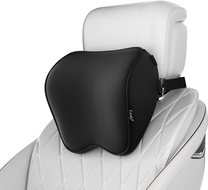 Crofy 2-Pack Car Neck Pillow, Headrest Pillow with Adjustable Strap, Black