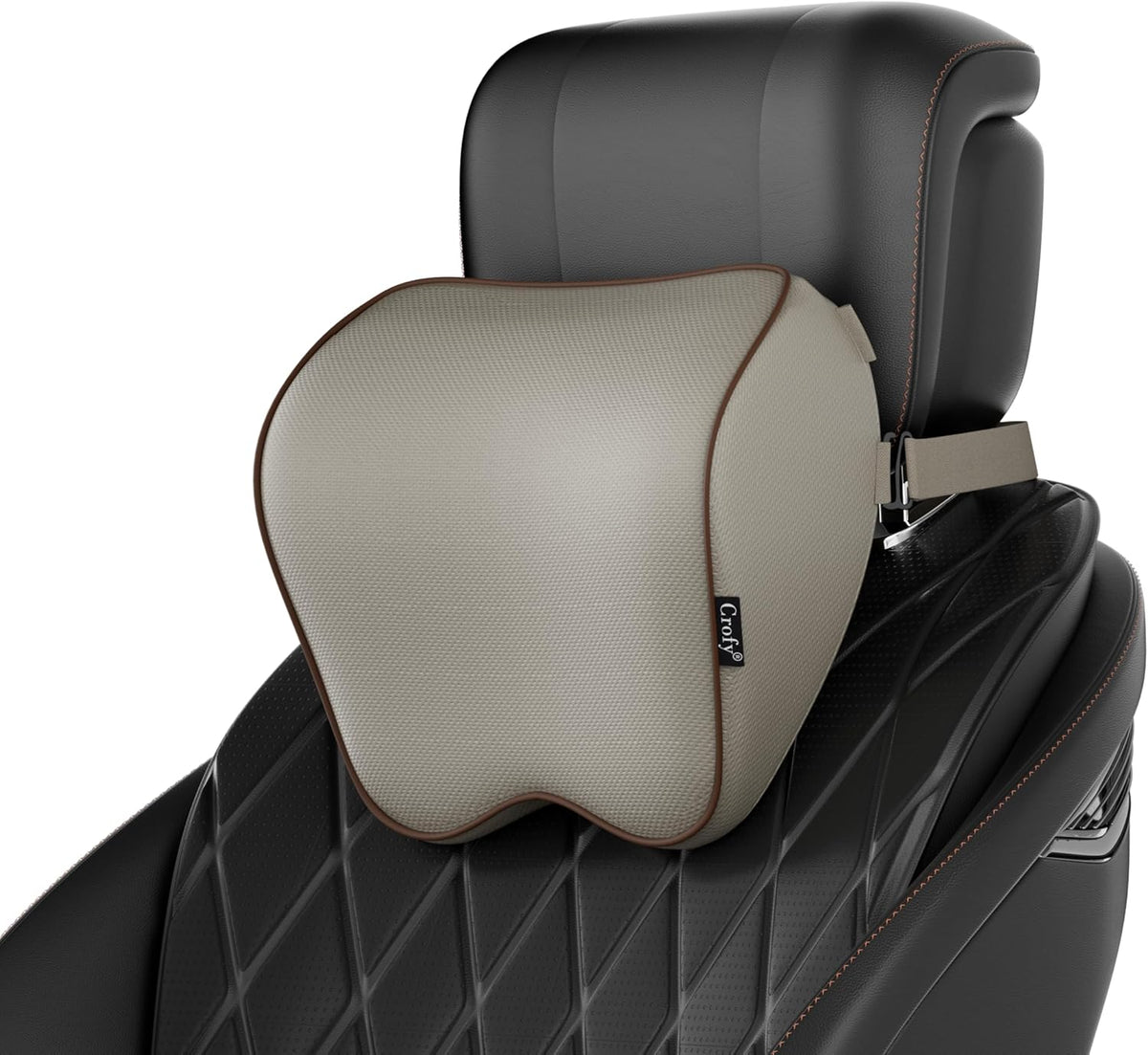 Crofy 2-Pack Car Neck Pillow, Headrest Pillow with Adjustable Strap, Black