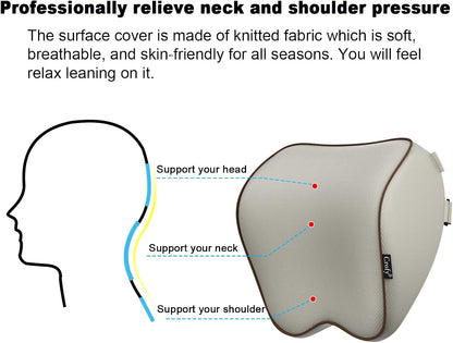 Crofy 2-Pack Car Neck Pillow, Headrest Pillow with Adjustable Strap, Black